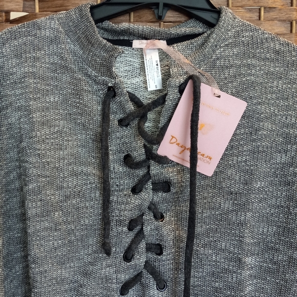 Daydream Nation Oversized Lace Up Terry Dream Pullover Sweater - Picture 4 of 9